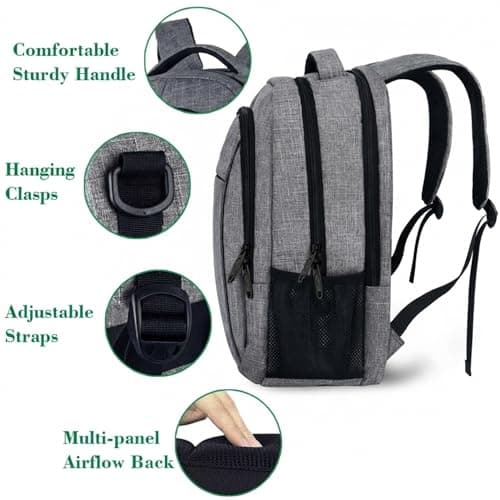 MATEIN Travel Laptop Backpack, Business Anti Theft Slim Sturdy Laptops Backpack Personal Item Bag, Water Resistant College School Computer Bag Gift for Men & Women Fits 15.6 Inch Notebook, Grey — view 5