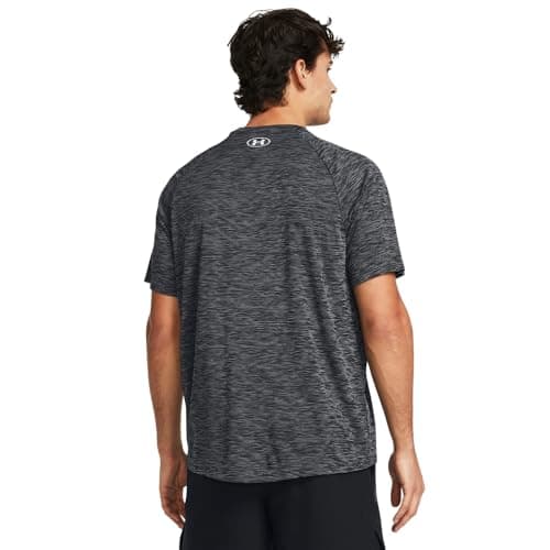 Under Armour Men's Tech Textured Short Sleeve T Shirt, (001) Black / / White, Large