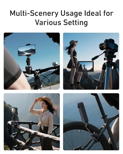 TELESIN Camera Clamp Mount Handlebar, Dual 360 Ball Head Gripper Go pro Bike Mounts Motorcycle Accessories for DJI Osmo Pocket 4 3/ DJI Action 6/Action 5 Pro/Osmo Nano/Hero 13 12 11 10 9/Insta360 X5