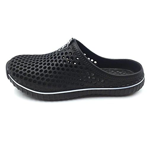 Amoji Garden Clogs Shoes Shower Sandals Yard Beach Plastic Rubber Summer 1702 Black Size 12 Womenn/11 Men — view 4