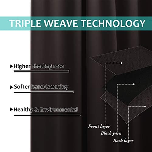 NICETOWN Extra Wide Patio Door Curtain, Super Heavy-Duty Thermal Sliding Glass Door Lined Drape, Privacy Assured 100% Blackout Window Treatment(Brown, 1 Panel, 70 inches W x 63 inches L) — view 4