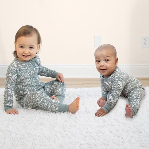 The Peanutshell 2-Pack Sleep and Play Baby Girl Clothes, 12-18 Months, Soft Cotton Footless Pajamas, Boho Meadow — view 3
