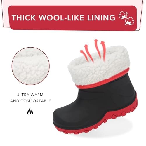 Kids Winter Rain Boots, Waterproof Rubber Warm Boots, Children Mud Boots for Boys and Girls, Toddler/Little Kid/Big Kid — view 2