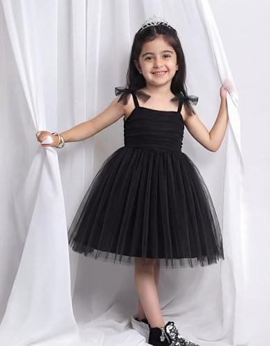 Arshiner Toddler Tulle Dress Spaghetti Strap Black Funeral Dresses — view 2