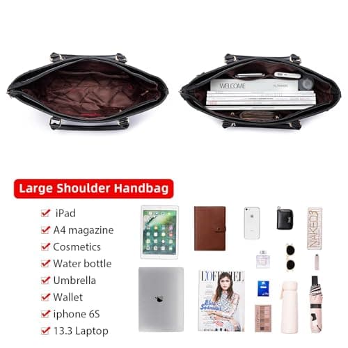 Montana West 3PCS Purses for Women Tote Bag and Wallet Set Shoulder Satchel Crossbody Bags Leather Handbag for Gift Travel Casual Work MWC-HB-SET3-C032W-BK — view 4