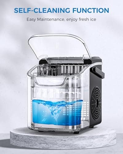 COWSAR Ice Maker Countertop, Portable Ice Machine with Self-Cleaning, 26.5 lbs/24Hrs, 8 Ice Cubes in 6 Mins, Ice Basket and Scoop, Ideal for Home, Kitchen, Bar, Camping — view 4