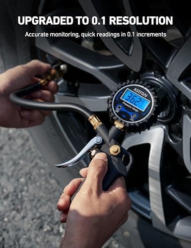 AstroAI Digital Tire Pressure Gauge with Inflator, 3-250 PSI Air Chuck & Compressor Accessories Heavy Duty with Quick Connect Coupler, 0.1 Display Resolution, 1Pack Standard — view 4