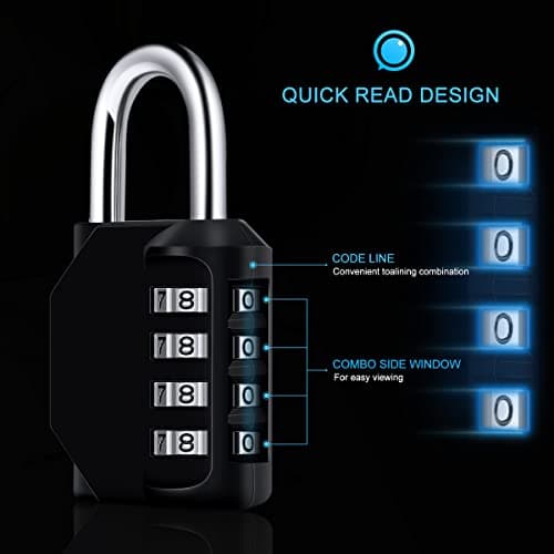 Diyife Combination Padlock, Weatherproof 4 Digit Resettable Locker Lock