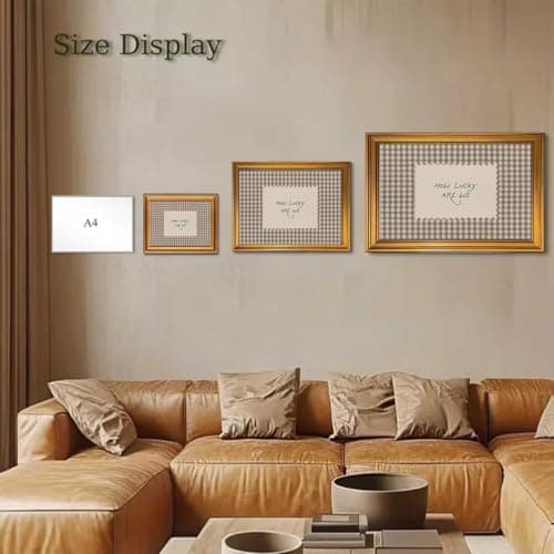WZGZXU Vintage Gold Framed Wall Art How Lucky Are We Wall Decor Gingham Canvas Art Inspirational Pictures Painting Quotes Artwork Prints For Livingroom Classroom — view 7