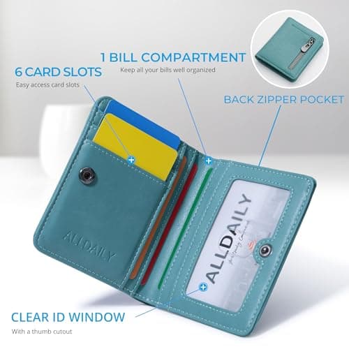 Alldaily Small RFID Wallet for Women Slim Compact Bifold Pocket Ladies Travel Mini Purse (Purist Blue) — view 3