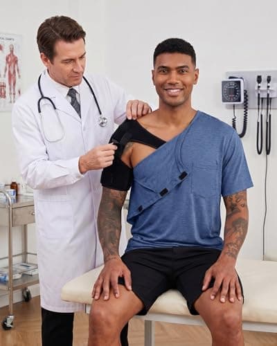 DRYXOVIS Shoulder Surgery Recovery Shirts for Men, Navy Blue, X-Large