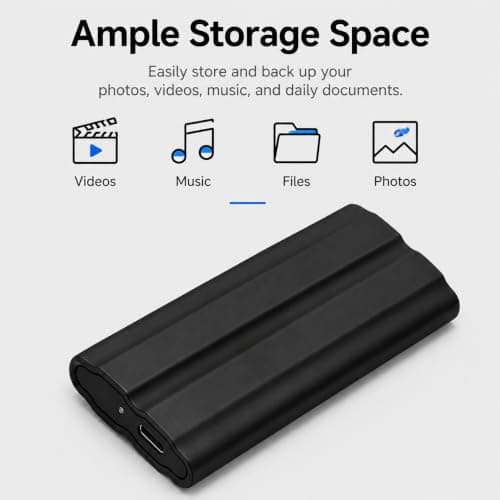 1TBPortable External Hard Drive,Ultra Slim Portable HDD,Type-C,External Hard Drive Compatible with PC, Mac, Laptop -Black