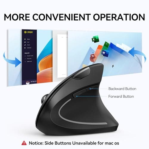 TECKNET Ergonomic Mouse, Wireless Bluetooth Vertical Mouse, 4800 DPI Optical Tracking, 6 Adjustable DPI, Quiet Clicks, 2.4GHz with USB A Receiver, 12 Months Battery, 6 Buttons, Wide Compatibility — view 6