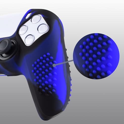 eXtremeRate PlayVital Black 3D Studded Edition Anti-Slip Silicone Cover Skin for ps5 Controller, Soft Rubber Case Protector for ps5 Wireless Controller with Thumb Grip Caps - Blue & Black