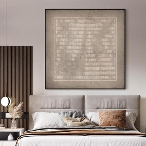 46"x46" XL Framed Wall Art Abstract Rustic Geometric Line Patter (Frame Assembly Required) — view 4