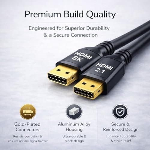8K HDMI Cable 6.6FT | Certified Ultra High Speed | HDMI 2.1 Cord | 48Gbps | 8K@60Hz | 4K@120Hz | eARC/ARC | Extra Thin Flexible | Gaming & Home Cinema | Compatible with PS5, Apple TV, Laptop Projector — view 4