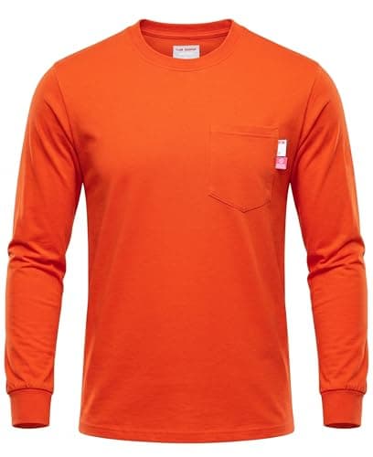 KONRECO FR Tee Shirts High Visibility Lightweight 6oz Long Sleeve Hi-Vis Flame Resistant Safety Shirts CAT 2, Orange, X-Large