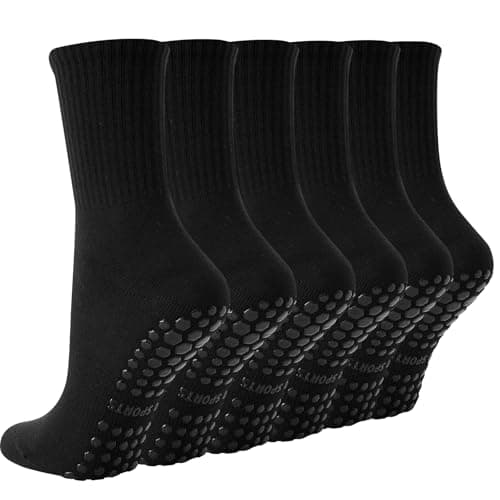 BONANGEL Pilates Socks with Grips for Women, 3 Pairs Womens Grippy Yoga Ballet Barre Hospital Gym Athletic Socks