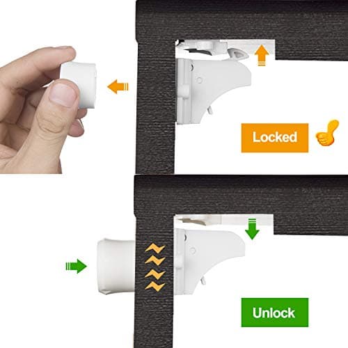 20 Pack Magnetic Cabinet Locks Baby Proofing - Vmaisi Children Proof Cupboard Drawers Latches - Adhesive Easy Installation — view 5