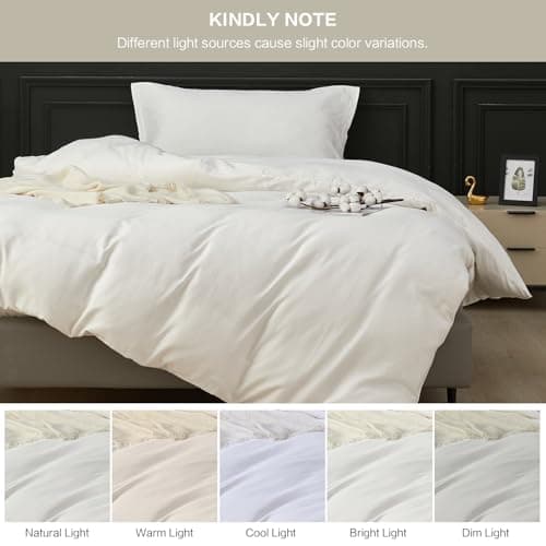 White Duvet Cover Set Twin Size 100% Organic Cotton, SAPHREAS 2 Pcs Soft Bedding Comforter Cover with Zipper Closure & Corner Ties, Comforter Not Included — view 5