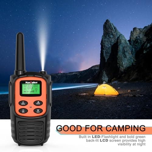 Walkie Talkies Long Range for Adult, MT10 Rechargeable Walkie Talkies FRS Two Way Radio, NOAA, 1200mAh Li-ion Battery USB-C Cable, LED Flashlight, VOX Walkie Talkie for Hiking Camping 2Pack — view 5