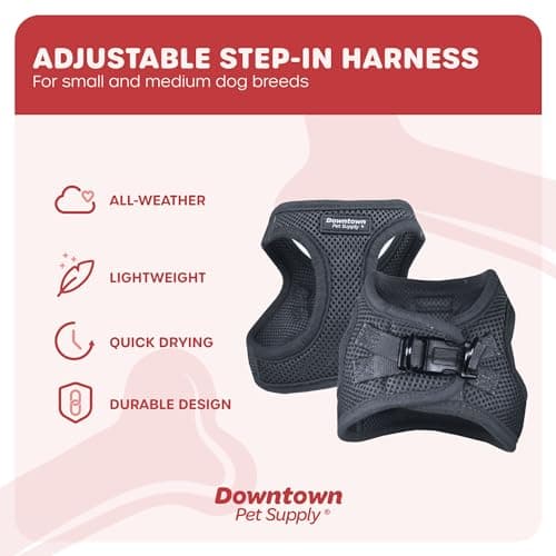 Downtown Pet Supply - Dog Harness for Small Dogs No-Pull - Step in Dog Harness - Padded Mesh Fabric Dog Vest with Reflective Trim, Velcro and Buckle Straps - Charcoal - S — view 3