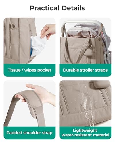 BAGSMART Diaper Bag Tote Puffer Tote Bag Lightweight Baby Bag with Insulated Pockets, Pacifier Case Stylish Multifunctional Hospital Bag for Labor and Delivery,Travel,Work — view 5