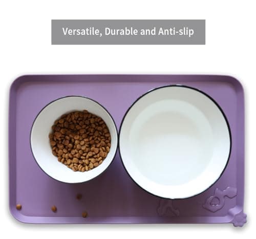 Hoki Found Silicone Pet Food Mats Tray - High-Lips Pet Dog Cat Bowl Mats - Pet Feeding Mat - Waterproof Dog Cat Food Mats -Pet Water Mats for Floors - Amethyst — view 3