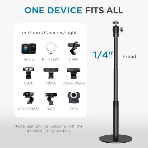 InnoGear Webcam Stand, 31" Telescopic Webcam Mount Vlogging Stick with Phone Holder Web Cam Stand for Logitech Webcam C922 C930e C920S C920 C615 C960 C920x BRIO 4K NexiGo N60, Phones, Cameras — view 5