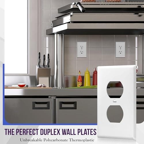 ENERLITES Duplex Wall Plates Kit, Electrical Outlet Covers, Standard Size 1-Gang 4.50" x 2.76", Unbreakable Polycarbonate Thermoplastic, Electric Receptacle Plug Covers, 8821-W-10PCS, White, 10 Pack — view 2