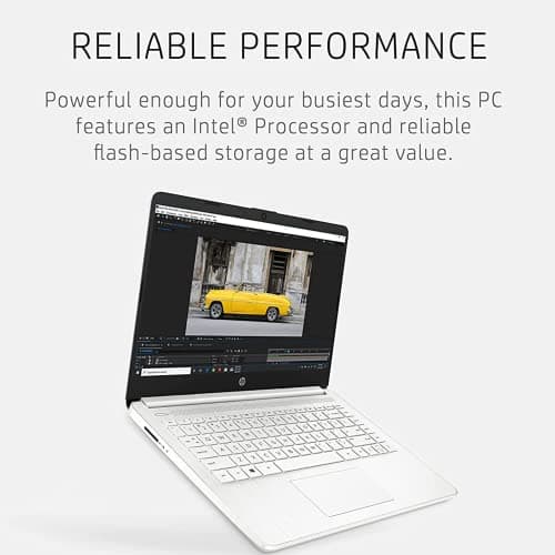 HP Latest Stream 14" HD Laptop, Intel Celeron Processor, 4GB Memory, 64GB eMMC Storage, Fast Charge, HDMI, Up to 11 Hours Long Battery Life, Office 365 1-Year, Win 11 S, Microfiber Bundle, White — view 3