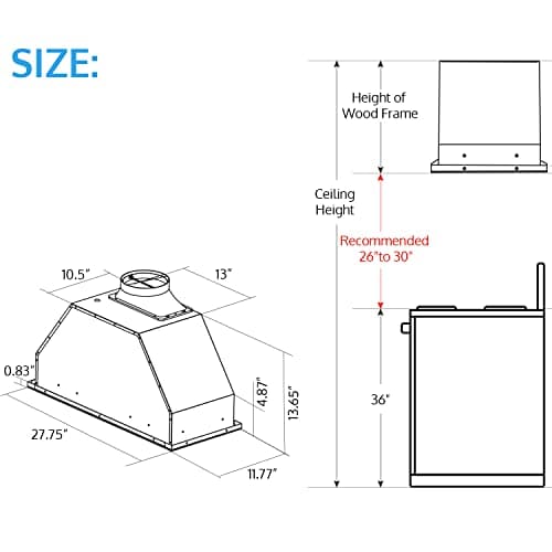 IKTCH New 30" Range Hood Insert, 900 CFM Ducted/Ductless Range Hood with 4 Speed Fan, Black Stainless Steel & Tempered Glass and Gesture Sensing&Touch Control Making life Smarter — view 6