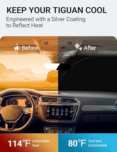 Proadsy Front Windshield Sun Shade Foldable Sunshade Protector Custom Fit 2018-2025 VW Tiguan Crossover SUV Base Premium Limited Touring Accessories 2025 Upgrade — view 2