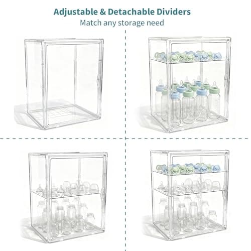 LARGE Baby Bottle Organizer, UPGRADED Bottle Storage Organizer Baby for Countertop Cabinet, Removable Baby Organizer with Magnetic Door, Bottle Station Organizer for Nipples, Pump Parts, THICKENED — view 4