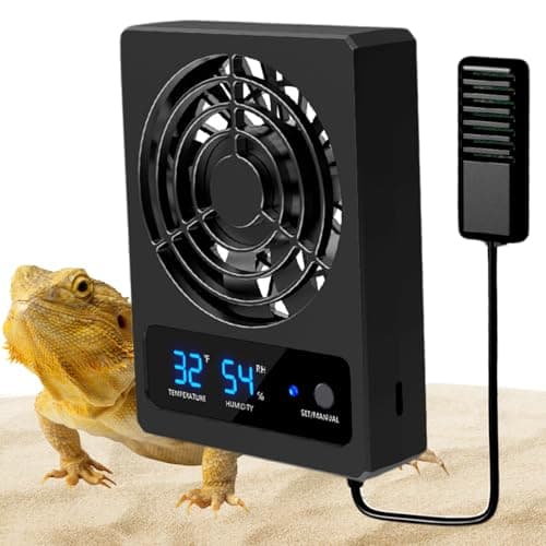 Ventilation Fan for Reptile Tank Cooling Fan Dehumidifier with LED Display for Rainforest Terrarium Vivarium Improving Air Circulation for Amphibians Reptiles Snakes Snake Enclosure