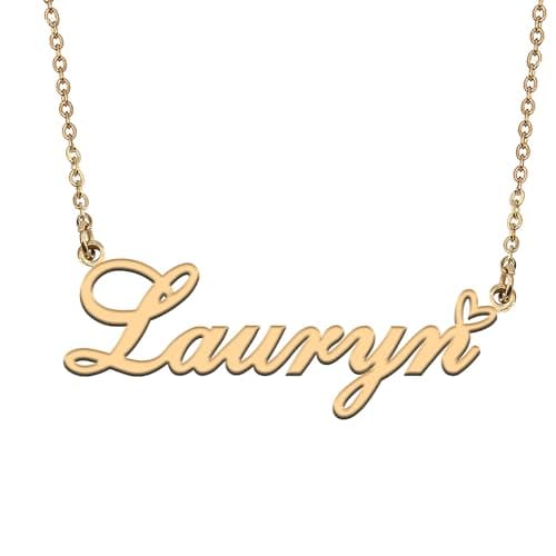 HUAN XUN Lauryn Name Necklaces for Women Stainless Steel Custom Name Necklaces Pendant Jewelry Gift for Christmas
