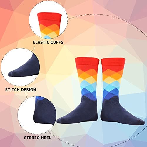 WeciBor Men's Dress Colorful Novelty Funny Crew Socks, 12 Pairs Multicolor Geometric, Size 9-13 — view 6