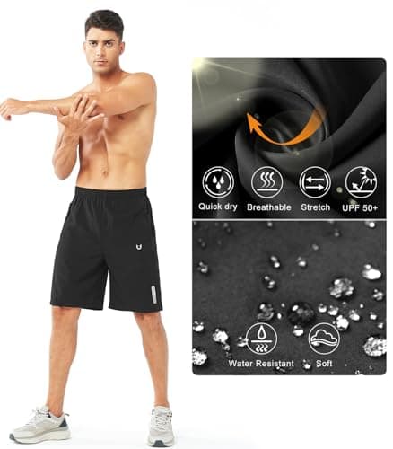 NORTHYARD Men's Athletic Running Shorts Gym Workout 7"/9"/5" Quick Dry Lightweight Sports Basketball Tennis 3 Zipper Pockets Black-9inch XL — view 2
