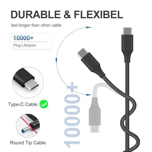 YZAESHAY Replacement 65W USB C Laptop Charger Compatible with HP Chromebook and All 65W USB Type C Power Adapter — view 4