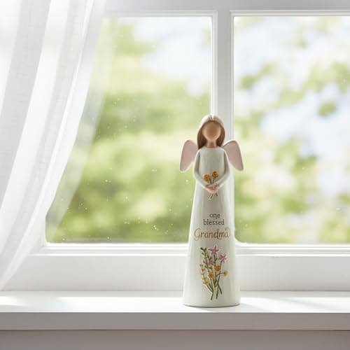 One Blessed Grandma Angel Figurine, Floral Resin Angel Statue for Grandma, Sweet Grandmother Gift, Shelf & Tabletop Angel Home Decor, 13.2 cm — view 5