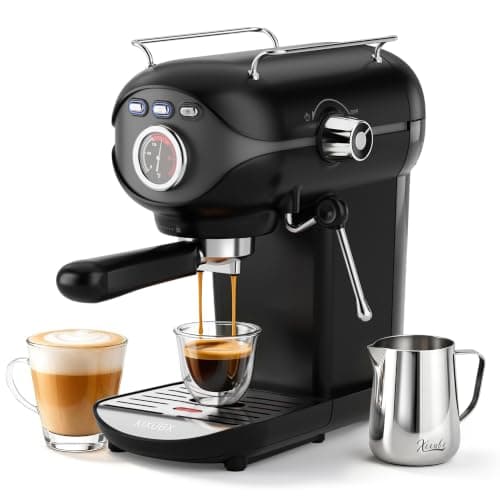 XIXUBX Espresso Machine, 20Bar Compact Espresso Maker with Milk Frother, PID Temperature Control, Low Vibration Coffee Maker for Small Kitchen, Home, Brews Latte, Cappuccino