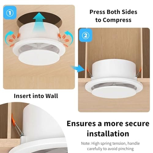 Cididu 6 Inch Round Vent Cover with Spring and Mesh Screen, ABS Adjustable Air Soffit Vent for Ceiling, Ceiling Diffuser for Bathroom, Kitchen HVAC Exhaust Duct, 5.75" Opening — view 3