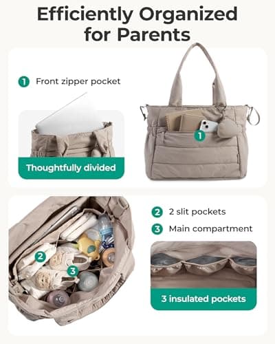 BAGSMART Diaper Bag Tote for Baby, Hospital Bag for Labor Delivery, Large Mommy Bag with Portable Changing Pad Pacifier Case for Travel Weekender Work