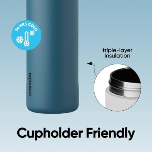 Owala FreeSip Insulated Stainless Steel Water Bottle with Straw, BPA-Free Sports Water Bottle, Great for Travel, 24 Oz, Denim — view 4