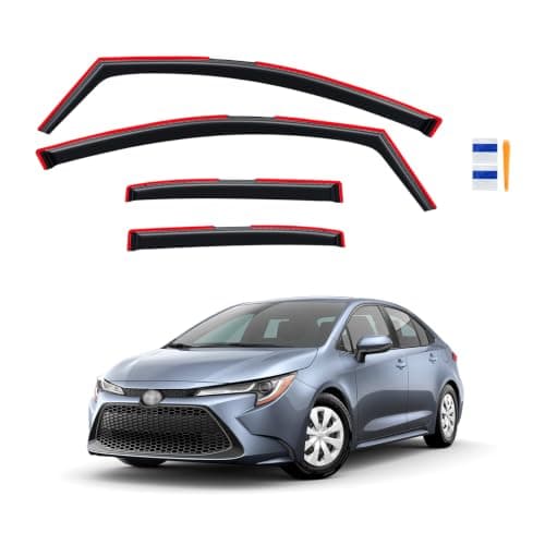 in-Channel Rain Guards for 2020-2026 Toyota Corolla Sedan, Window Visor Shields Vent Deflector Shade Wind Dark Smoke 2021 2022 2023 2024 20 21 22 23 24 25, Tape-On Outside-Mount, 4PCS — view 8