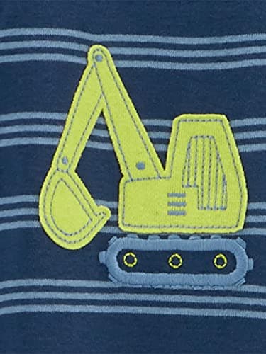 Simple Joys by Carter's Baby Boys' Snug-Fit Footless Cotton Pajamas, Pack of 3, Blue Stripe/Green Trucks/White Dinosaur, 12 Months — view 4