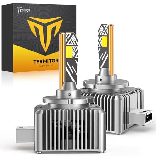 Termitor D1S Light Bulbs, 80,000LM Brightness Output, 6500K Pure Cool White, IP68 Waterproof, 1:1 OEM Fit, 3-Minute Setup, 10-Year Lifespan, Pack of 2