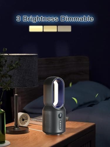 Let'me 13 Inch Desk Fan for Bedroom, Small Quiet Bladeless Fan with Night Light, 3 Speeds USB Powered Cooling Fan, 9-Hour Sleep Timer Table Fan for Office, Nightstand, Personal — view 3