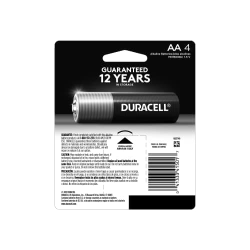 Duracell Coppertop Double AA Batteries with Power Boost Ingredients, 4 Count (Pack of 1) Long-lasting Alkaline Double AA Battery for Household and Office Devices