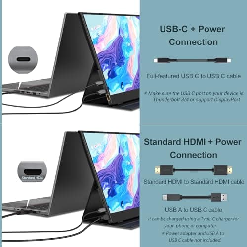 InnoView Portable Monitor, 15.6 Inch FHD 1080P HDMI USB C Second External Monitor for Laptop, Desktop, MacBook, Phones, Tablet, PS5/4, Xbox, Switch, Built-in Speaker with Protective Case — view 2